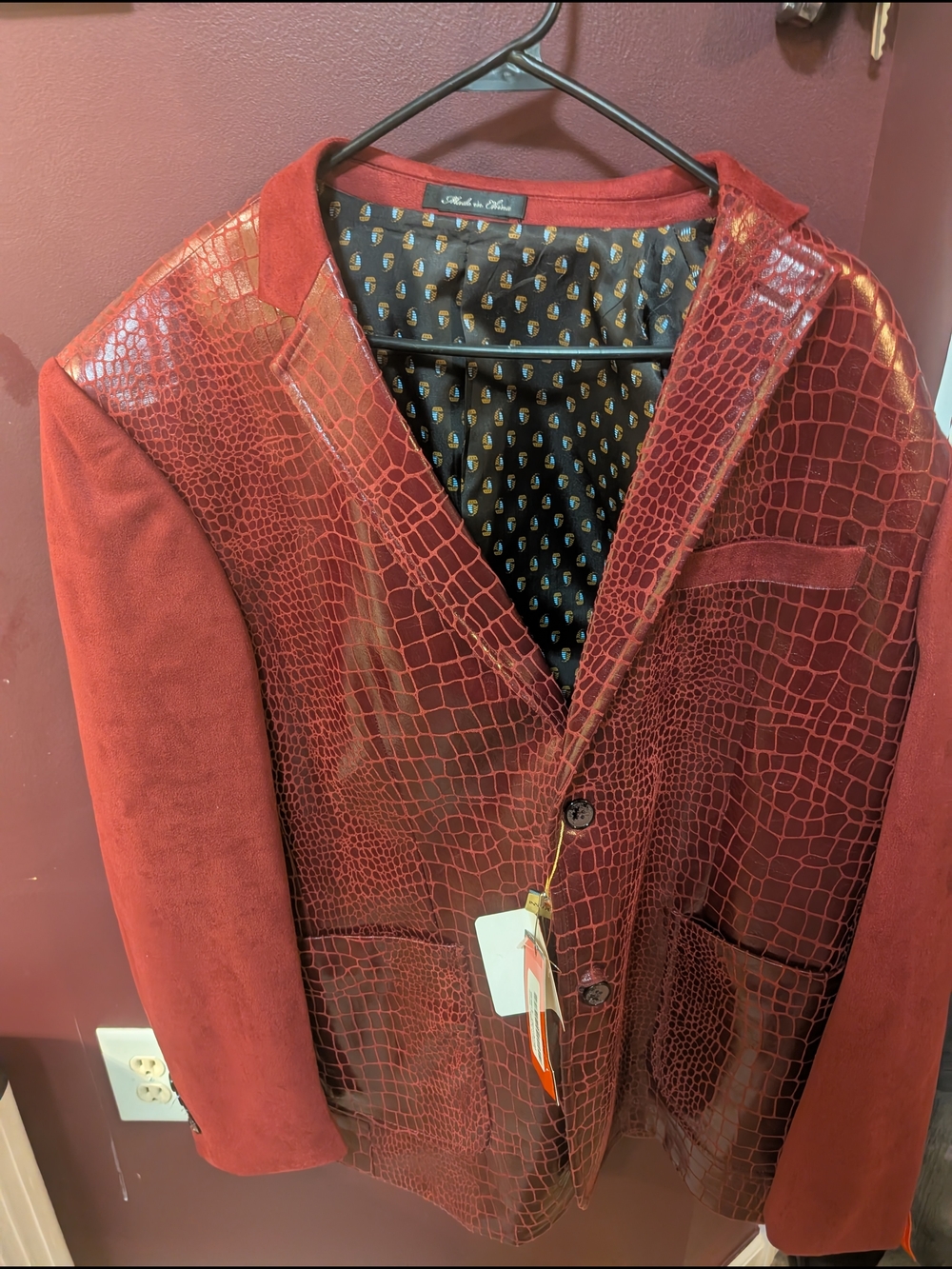 Burgundy Croc-Embossed Blazer New With Tags xl